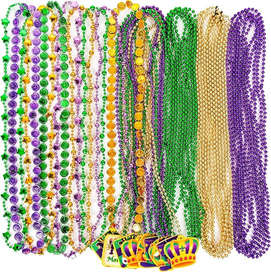 Moon Boat 36PCS Mardi Gras Beads Necklaces Bulk Carnival Accessories for Party Favors Decorations Festival Parades