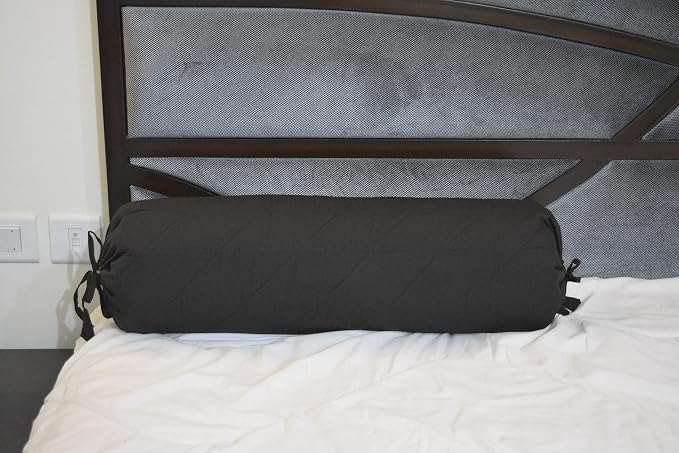 Saffron Quilted Bolster Pillow Cover (Black, 8" Diameter x24 Long (20 cm x 60 cm))