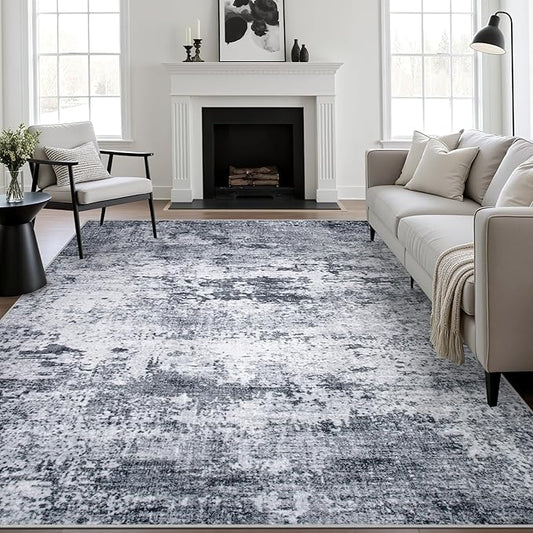 5x8 Area Rug Living Room Rug: Washable Modern Abstract Soft Thin Rug Indoor Floor No Slip Stain Resistant Carpet for Bedroom Dining Room Farmhouse Nursery Home Office - Grey