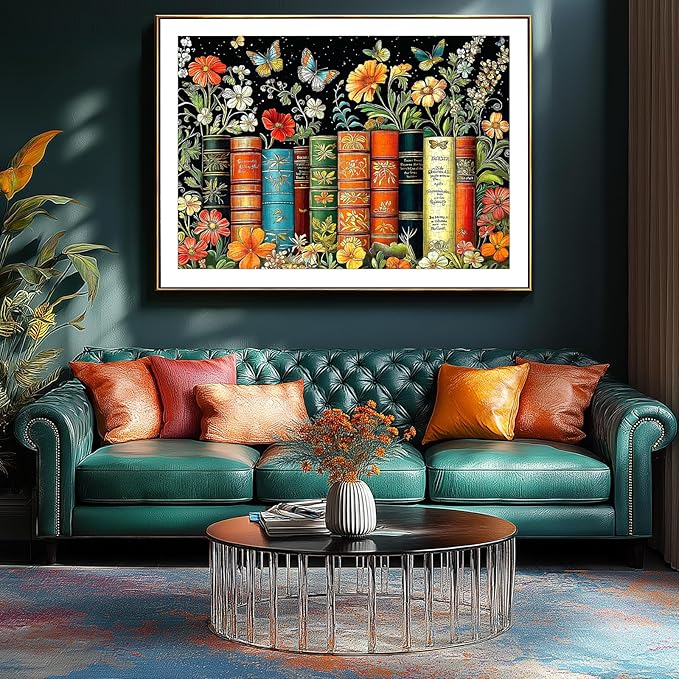 1000 Piece Jigsaw Puzzle for Adults - Vintage Book Spines & Wildflowers: Botanical Garden with Butterflies, 27.5x19.7 Inch Unique Art Puzzle, Challenging Hard Difficult Puzzles for Adults