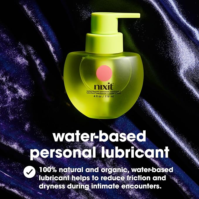 nixit Water-Based Lubricant | Long-Lasting, Natural & Organic | Free from Glycerin & Parabens | Unscented | Vegan | pH Friendly Vaginal Moisturizer | Menstrual Cup Lube | Made in USA (4 fl oz)