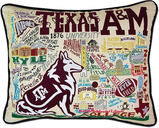 Catstudio Throw Pillow, Texas A&M Embroidered Pillow - Collegiate Decorative Pillows for Aggies Fans for Graduation, Game Day, Alums and Parents