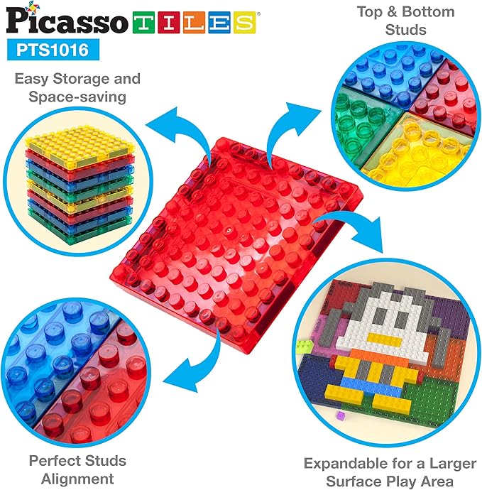 PicassoTiles 1016pcs Magnetic Tile & Building Brick Combo Construction STEM Toy Magnet Tiles for Creative Play Educational Toys for 3+ Large Bricks for Toddlers Compatible with Major Brands PTS1016