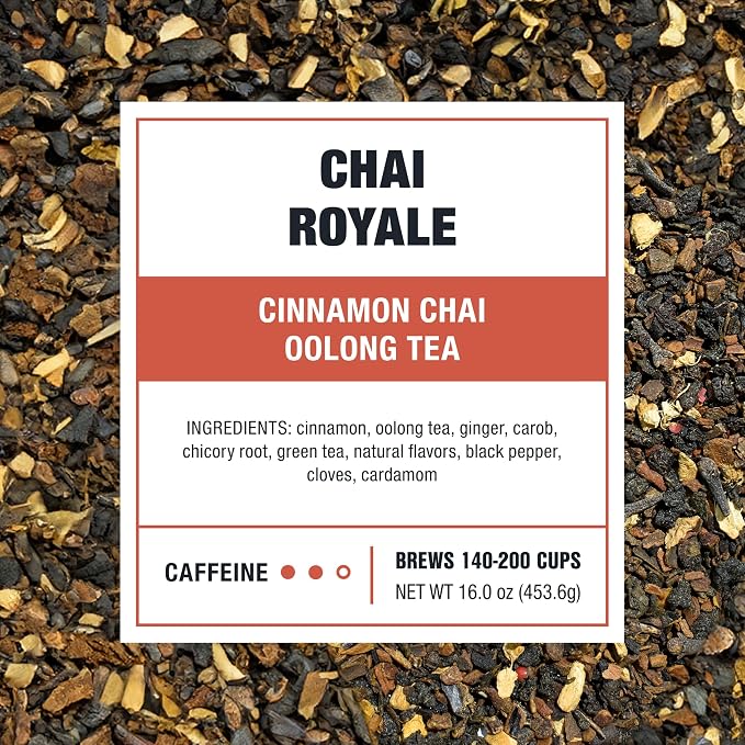 Tiesta Tea - Chai Royale Tea, Loose Leaf, Cinnamon Chai Oolong Tea, Premium Medium Caffeine Tea Blend, Make Hot or Iced & Up to 200 Cups, 16 oz Resealable Bulk Pouch