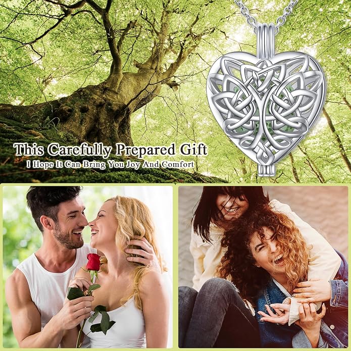 DAOCHONG S925 Sterling Silver Aromatherapy Essential Oil Diffuser Necklace Love Heart Locket Perfume Pendant Necklace Jewelry 18+2" Adjustable Chain
