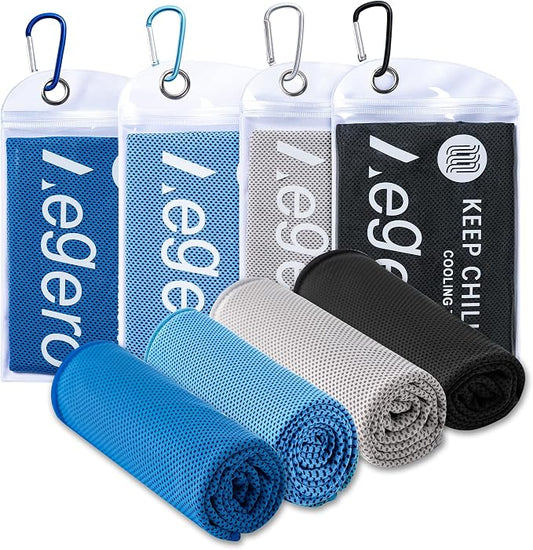 Aegero 4 Pack Cooling Towel (40"x12"), Cooling Neck Wraps,Soft Breathable Chilly Towel, IceTowel, Microfiber Towels for Yoga, Sport, RunninGym, Camping, Fitness, Workout & More Activities(Multicolor5)