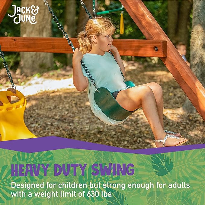 Jack & June Green Belt Playset Swing with 80” Chains Made for 5’ and 6’ Deck Height