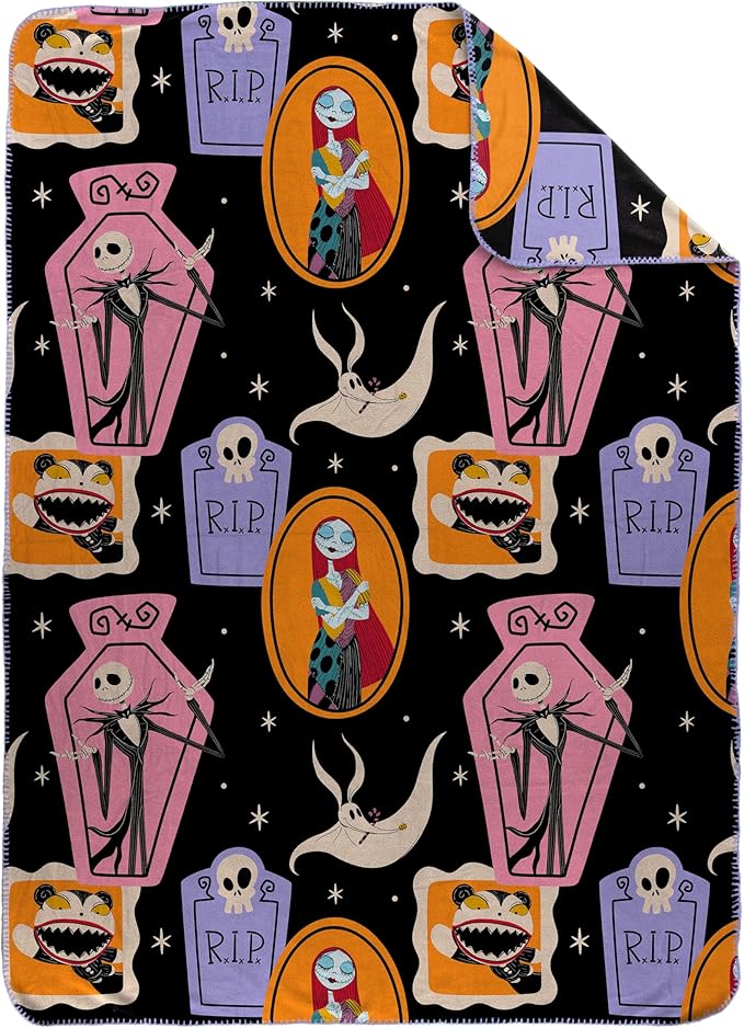 Jay Franco Kids Plush Throw Blanket – Soft & Cozy Fleece Throw for Bedroom & Couch Décor, Official Licensed Product, Multi - Nightmare Before Christmas, 46x60 - Throw Blanket