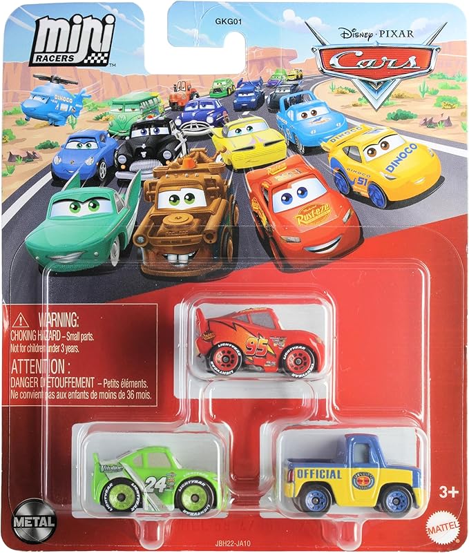 Disney Cars Mini Racers 3-Pack: Lightning McQueen, Vitoline #24 Brick Yardley, Dexter Hoover