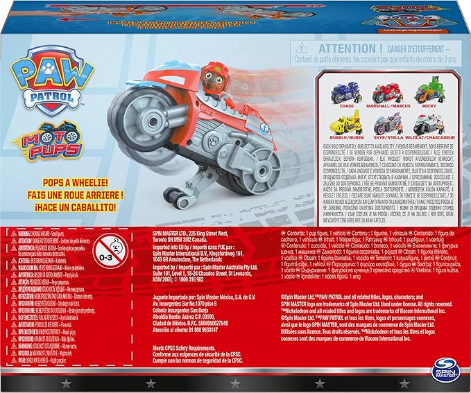 Paw Patrol, Moto Pups Zuma’s Deluxe Pull Back Motorcycle Vehicle with Wheelie Feature and Toy Figure