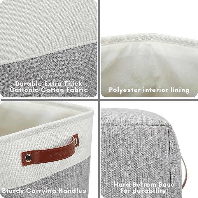 DECOMOMO Extra Large Storage Baskets, 54.5L Fabric Storage Bins 3 Pack | XXXL Storage Baskets for Shelves, Linen Closet Organizers (Grey and White, 17" x 13" x 15")