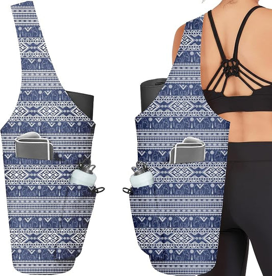 Yoga Bag for Women, Large Yoga Mat Bag Tote Carrier with Wet Dry Pocket, Water Bottle Holder & Adjustable Strap, Fits 1/2" Thick Yoga Mat for Gym, Pilates, Travel, Work