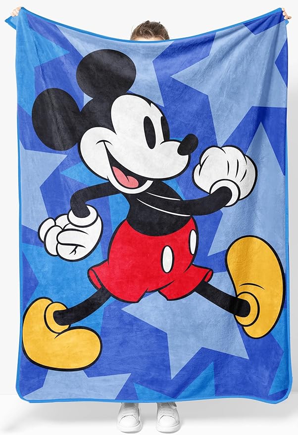 Jay Franco Kids Plush Throw Blanket – Soft & Cozy Fleece Throw for Bedroom & Couch Décor, Official Licensed Product, Blue - Mickey Mouse, 46x60 - Throw Blanket