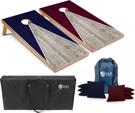 Tailgating Pros Lightweight Pyramid Design Cornhole Board Set w/Bean Bags and Carrying Case - 4'x2' Regulation Cornhole Game