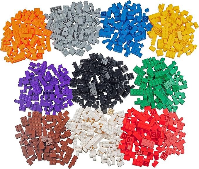 SCS Direct Building Block Bricks - Set of 1000 Pc Bulk Set -10 with 54 Roof Pieces - Compatible & Tight Fit w/All Major Brands - Great for Activity Tables, Creativity & School Projects, Kids Gift