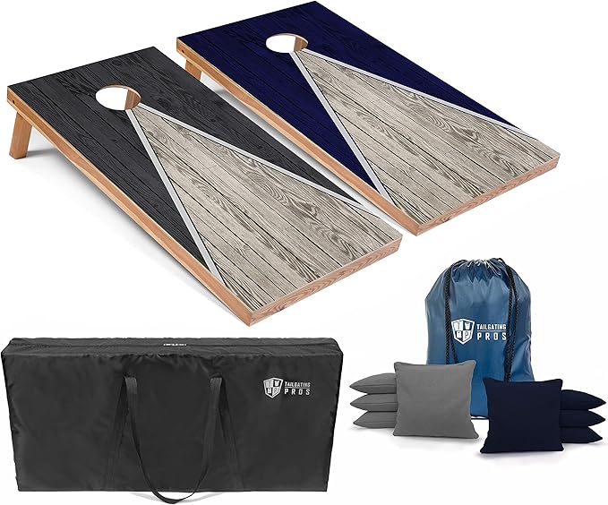 Tailgating Pros Lightweight Pyramid Design Cornhole Board Set w/Bean Bags and Carrying Case - 4'x2' Regulation Cornhole Game