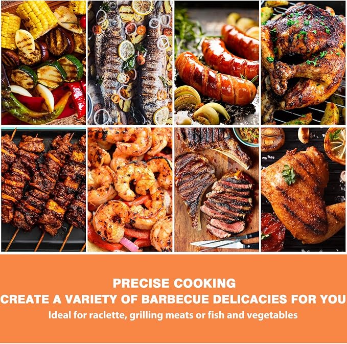 Electric BBQ Grill Techwood 15-Serving Indoor/Outdoor Electric Grill for Indoor & Outdoor Use, Double Layer Design, Portable Removable Stand Grill, 1600W (Countertop BBQ Grill)