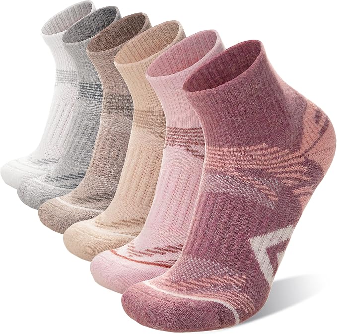ANTSANG 6 Pairs Merino Wool Quarter Ankle Hiking Running Socks Compression Thermal Thick Cushion Socks for Women Men