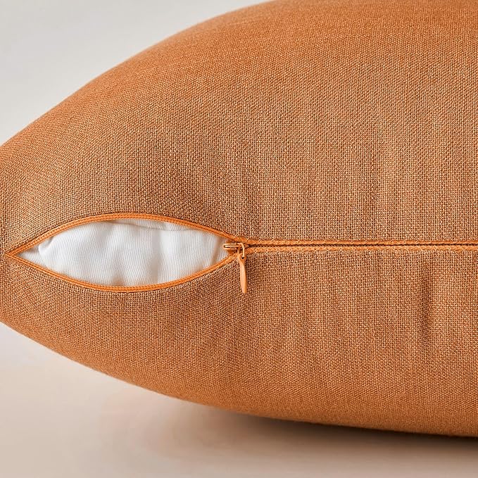 MIULEE Pack of 2 Decorative Linen Burlap Pillow Covers Fall Farmhouse Boho Accent Pillowcases for Sofa Car Couch Bedroom Living Room Decor 18x18 Inch Burnt Orange