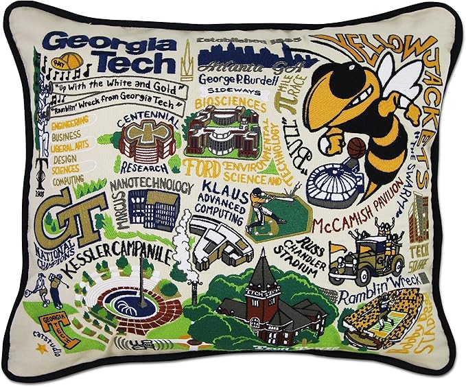 Catstudio Georgia Tech Collegiate Embroidered Decorative Throw Pillow