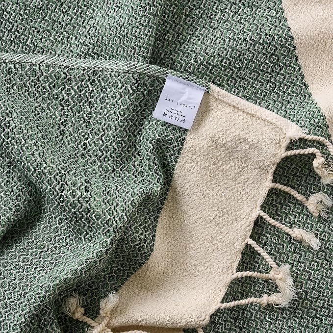 BAY LAUREL Turkish Hand Towel – Pack of 2 | Soft & Absorbent Decorative Towels for Bathroom, Hand, Face, Hair, Gym, Yoga, SPA, Kitchen & Tea | Boho Decor (Army Green, Diamond 16x40 Inches (Set of 2)