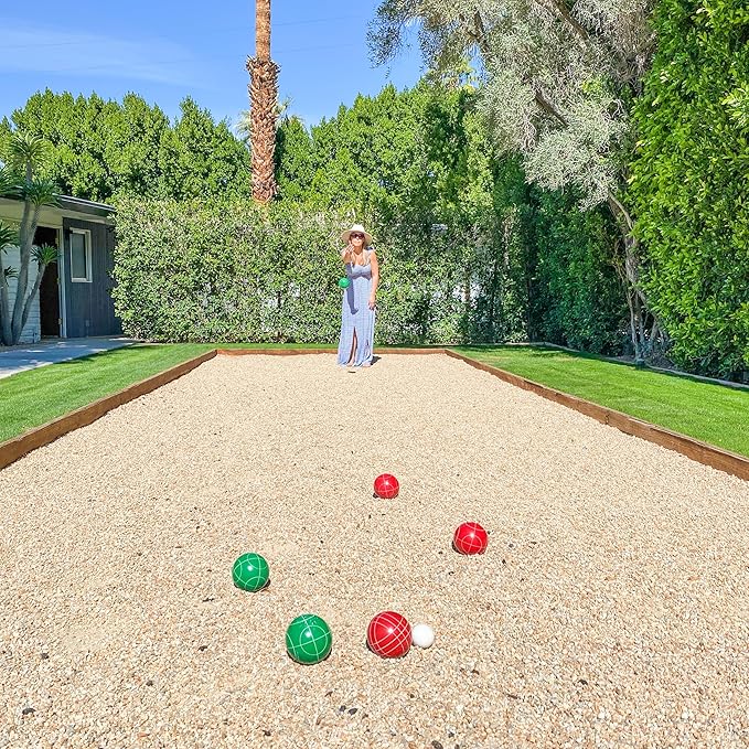 GoSports 100 mm Regulation Bocce Set with 8 Balls, Pallino, Case and Measuring Rope - Premium Official Size Set
