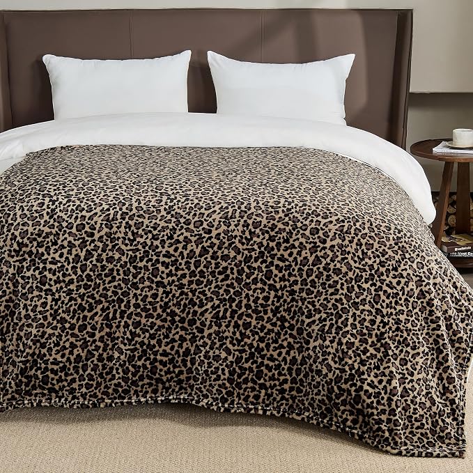 Bnuitland Cheetah Print Blanket, Fleece Leopard Print Blanket Home Decor | Luxury Fuzzy Blanket for Couch Bed, Coloring Blanket for Baby Kids Pet, Cheetah Room Decor, All Season, Coffee Brown, 50"x40"