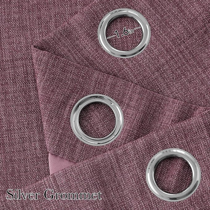 NICETOWN Faux Linen Greyish Purple Blackout Curtains 84 inches Long for Living Room - Privacy Panels for Bedroom, Modern Farmhouse Style Easy Care Grommet Top, 2 Panels, W52 by L84
