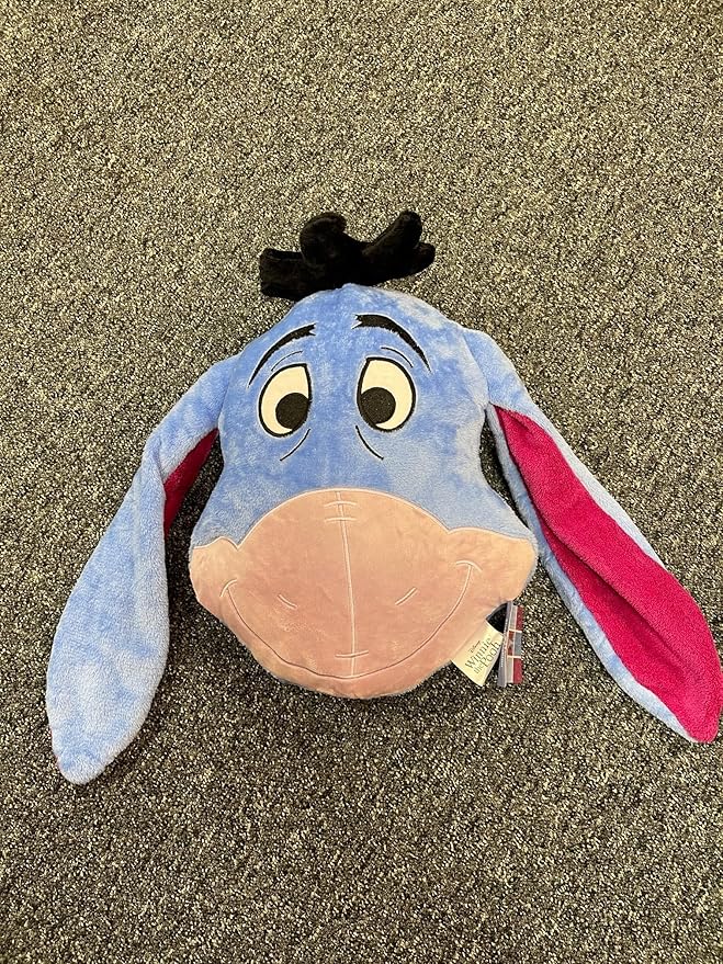 Disney Stitch 3D Plush Cushions for Bed Travel, Cute Cuddle Pillow Stuffed Character Pillow, Bedroom Accessories, Room Decor, Gifts for Kids (Blue Eeyore, L15.35 x W11.81)