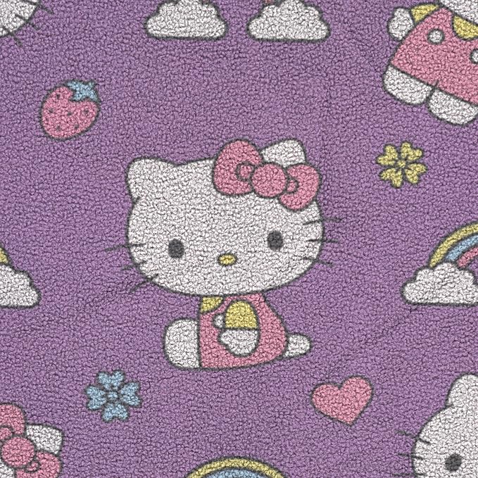 Jay Franco Plush Throw Blanket – Soft & Cozy Fleece Throw for Bedroom & Couch Décor, Official Licensed Product, Purple - Hello Kitty, 46x60 - Throw Blanket