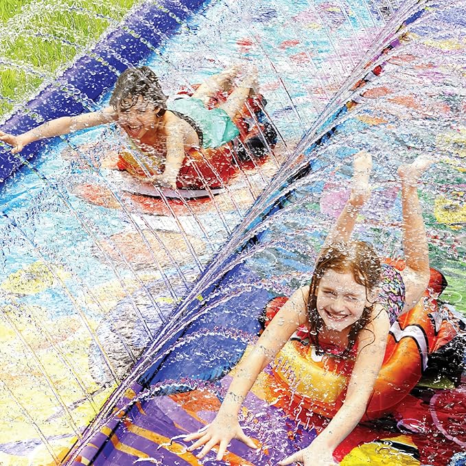 Undersea Water Dual Slip and Slide - 18 Feet X 5 Feet Slip and Slide with Splash Pad and Sprinkler, Water Slide with Inflatable Body Boards - Kids Water Fun