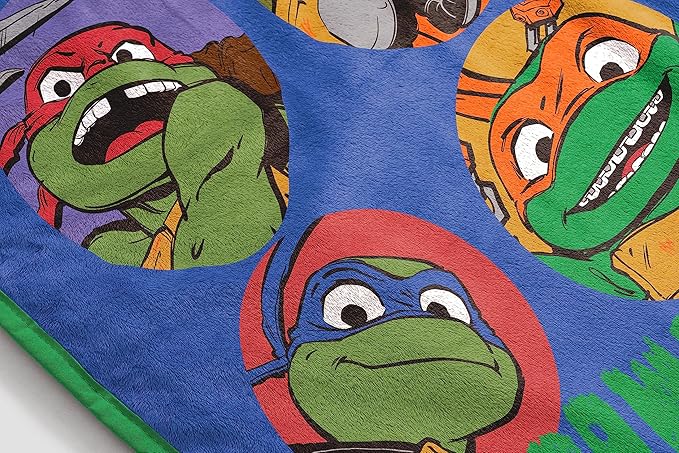 Jay Franco Plush Throw Blanket – 46" x 60" Inches Kids Hero Soft & Cozy Fleece Throw for Bedroom & Couch Décor, Official Licensed Product, Blue - Teenage Mutant Ninja Turtles