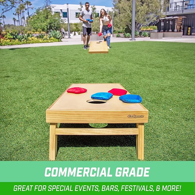GoSports Premium 4 ft x 2 ft Regulation Competition-Ready Cornhole Board Set - Thick Wooden Board with Stop and Slide Bags - Complete Set for Yard Games, Backyard Outdoor Party Events
