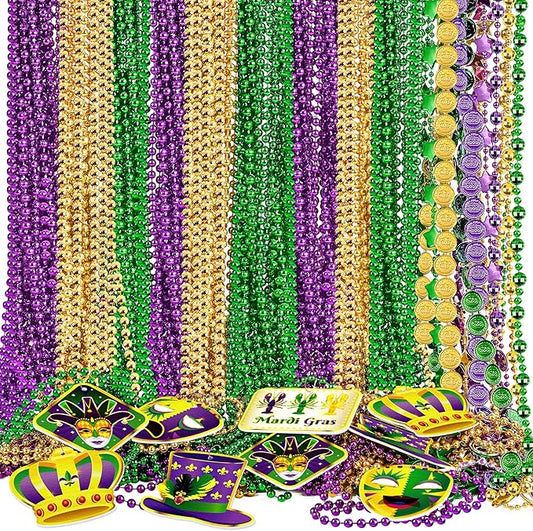 Moon Boat 72PCS Mardi Gras Beads Bulk Carnival Accessories for Party Favors Decorations Festival Parades