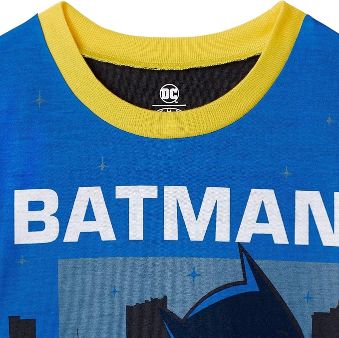 BATMAN Boys Pajamas for Kids | 4 Piece Sleepwear Sets for Boys Pajama Bottoms and Sleep Shirts for Big Boy and Toddlers