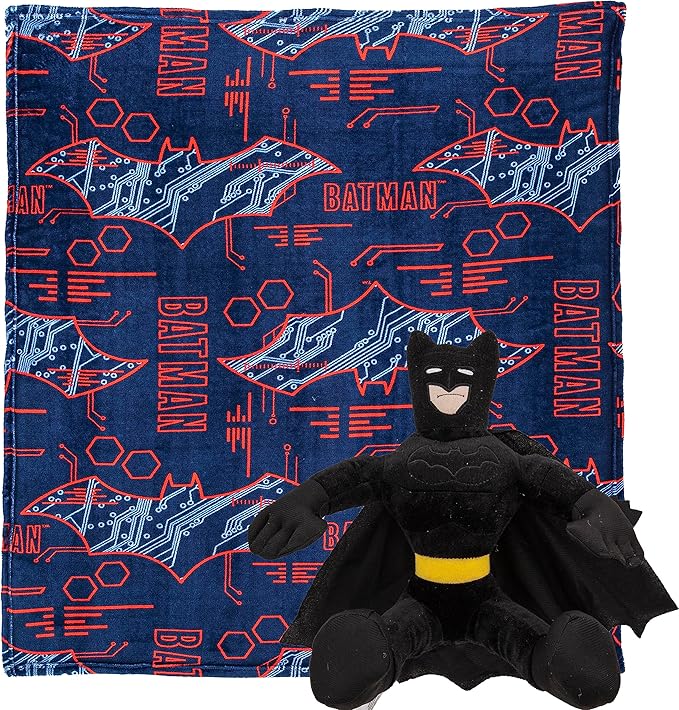 Northwest Batman Cyber Symbols Character Hugger Pillow & Silk Touch Throw Blanket Set, 40" x 50"