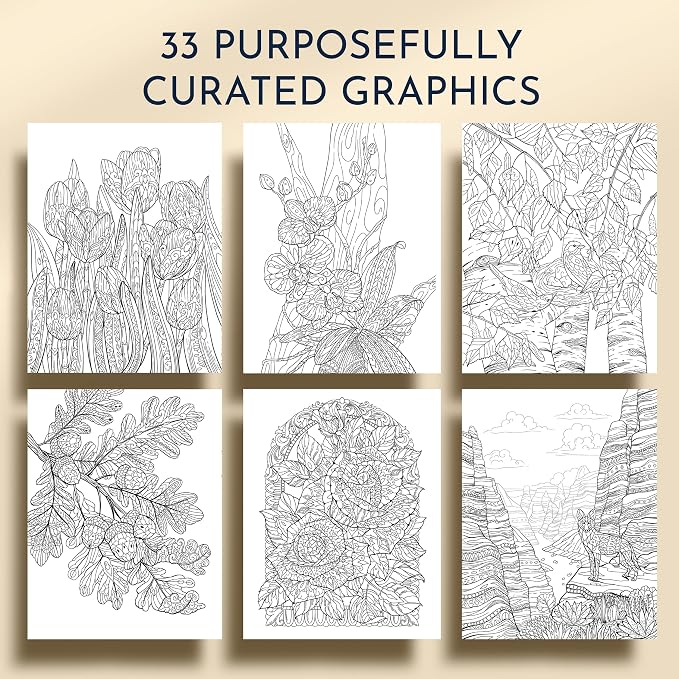 Flower Coloring Book for Adults with 31 Botanical Designs and Virtue Prompts – Plant Coloring Book for Mindfulness, Calming Stress Relief and Relaxation Gifts for Women & Men, Tear-Out Pages