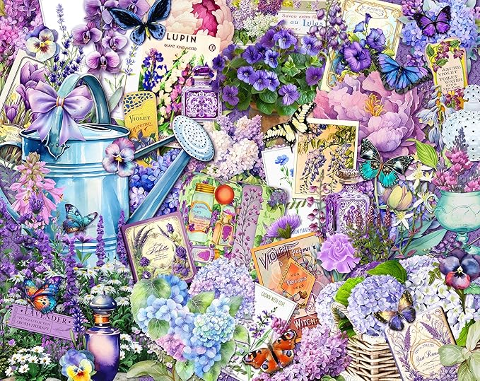 Springbok Purple Passion 1000 Piece Jigsaw Puzzle for Adults - Floral Collage - Unique Cut Pieces - Made in USA