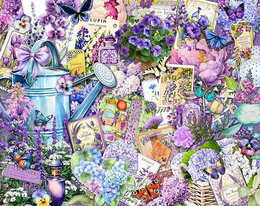 Springbok Purple Passion 1000 Piece Jigsaw Puzzle for Adults - Floral Collage - Unique Cut Pieces - Made in USA