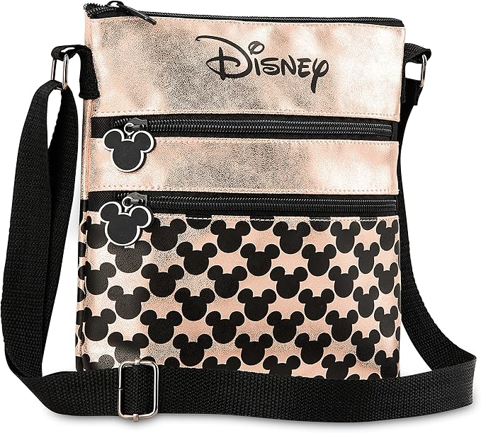 Disney Cross Body Bag for Women, Rose Gold Shoulder Bag Minnie and Mickey Mouse, Gifts for Women (Rose Gold)