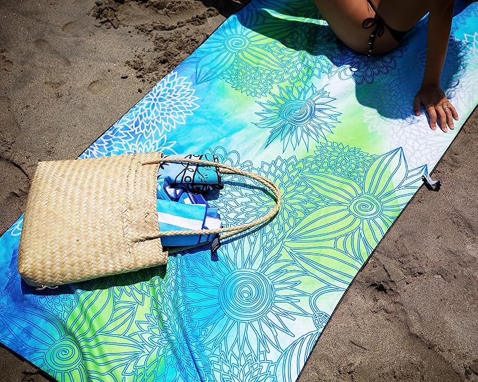 Quick Dry Towel Extra Large 78x35 Inch - Microfiber Beach Towel - Perfect for Beach, Travel, Swimming, Pool, Yoga, Hiking, Camping - Lightweight, Fast Drying, Compact for Adults (Blue Green)