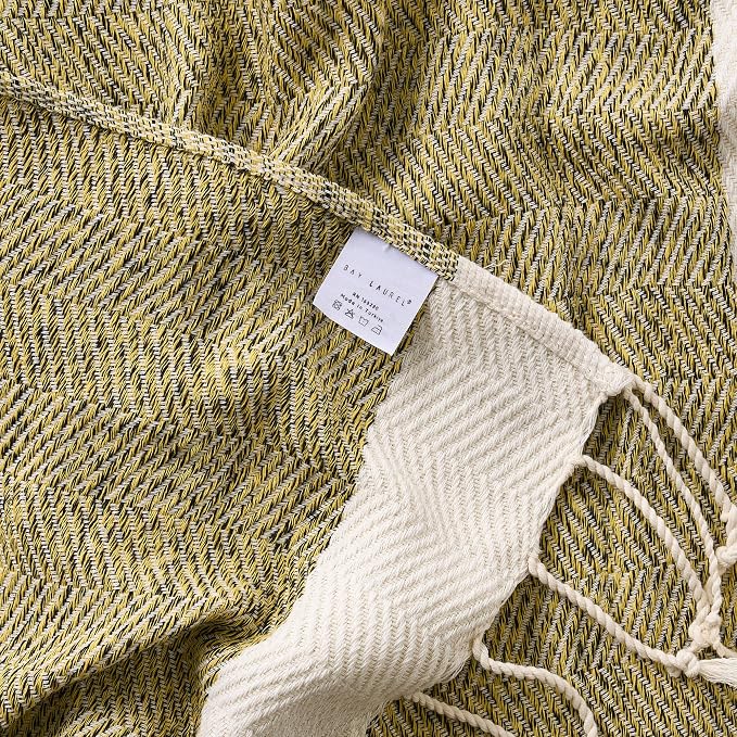 BAY LAUREL Turkish Hand Towel – Pack of 2 | Soft & Absorbent Decorative Towels for Bathroom, Hand, Face, Hair, Gym, Yoga, SPA, Kitchen & Tea | Boho Decor (Yellow, Herringbone 15x26 Inches (Set of 2)