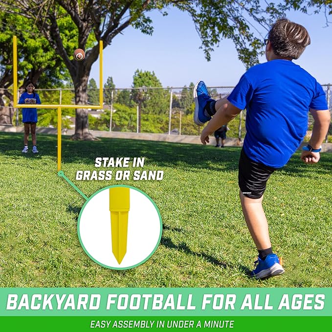 GoSports Football Field Goal Post - 6 or 8 ft Backyard Football Game