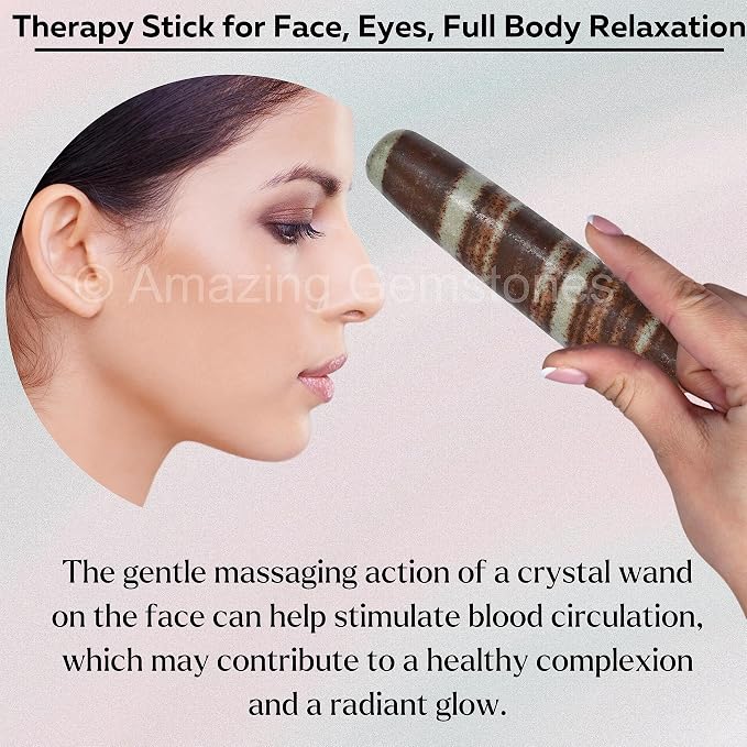 Amazing Gemstone Narmada Stone Crystal Wand Massage Stick - Pelvic Wand Gua Sha for Adults - Crystals and Healing Stones Massage Wands for Adults Gifts (Smooth)