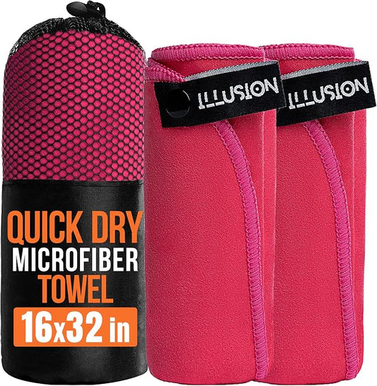 illusion Small Microfiber Gym Towels for Men and Women Active Sports (32" L x 16''W)-Lightweight Quick Dry Gym Towel for Sweat-Workout Towels Ideal for Yoga, Camping, Running, and Outdoor Activities