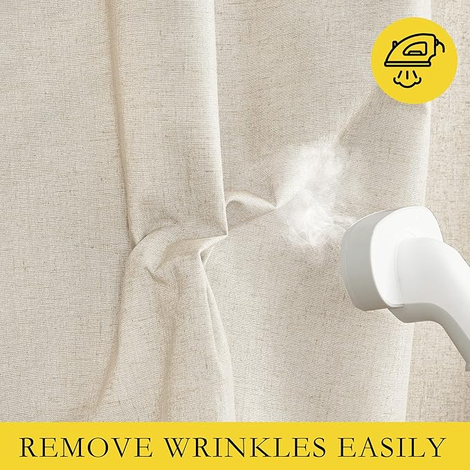 NICETOWN 100% Blackout Linen Curtains for Bedroom with Thermal Insulated White Liner, W52 x L95, 2 PCs, Champagne, Long Drapes Sweep The Floor Decorative Keep Privacy Panels for Living Room/Villa