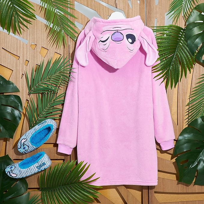 Disney Stitch Fleece Hoodie Blanket for Kids and Teenagers - One Size Fluffy Oversized Hoodie - Stitch Gifts