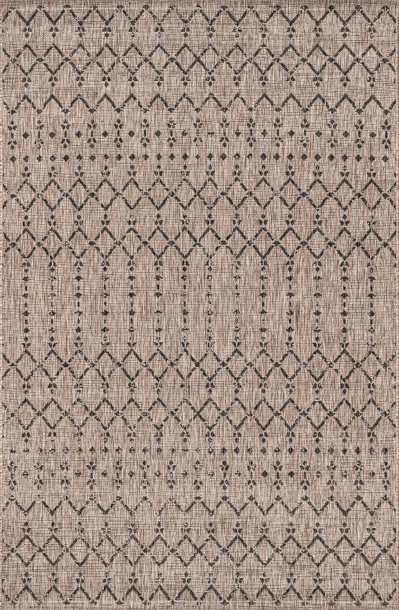 JONATHAN Y Moroccan Geometric Indoor Outdoor Area Rug 6X9 Natural/Black, Ourika Textured Weave for Backyard, Patio, Porch, Easy-Cleaning, High Traffic, Pet-Friendly, Non-Shedding (SMB108D-6)