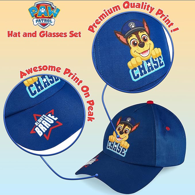 Paw Patrol Baseball Cap and Kids Sunglasses - Boys Sun Hat & UV400 Sunglasses for Kids Summer Set