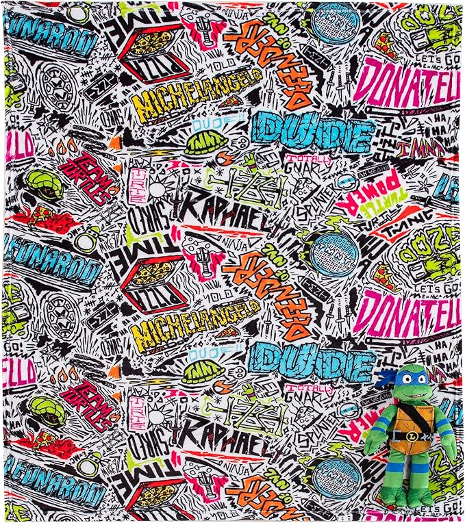 Northwest Teenage Mutant Ninja Turtles Character Hugger Pillow & Silk Touch Throw Blanket Set, 40" x 50", Sketched Out